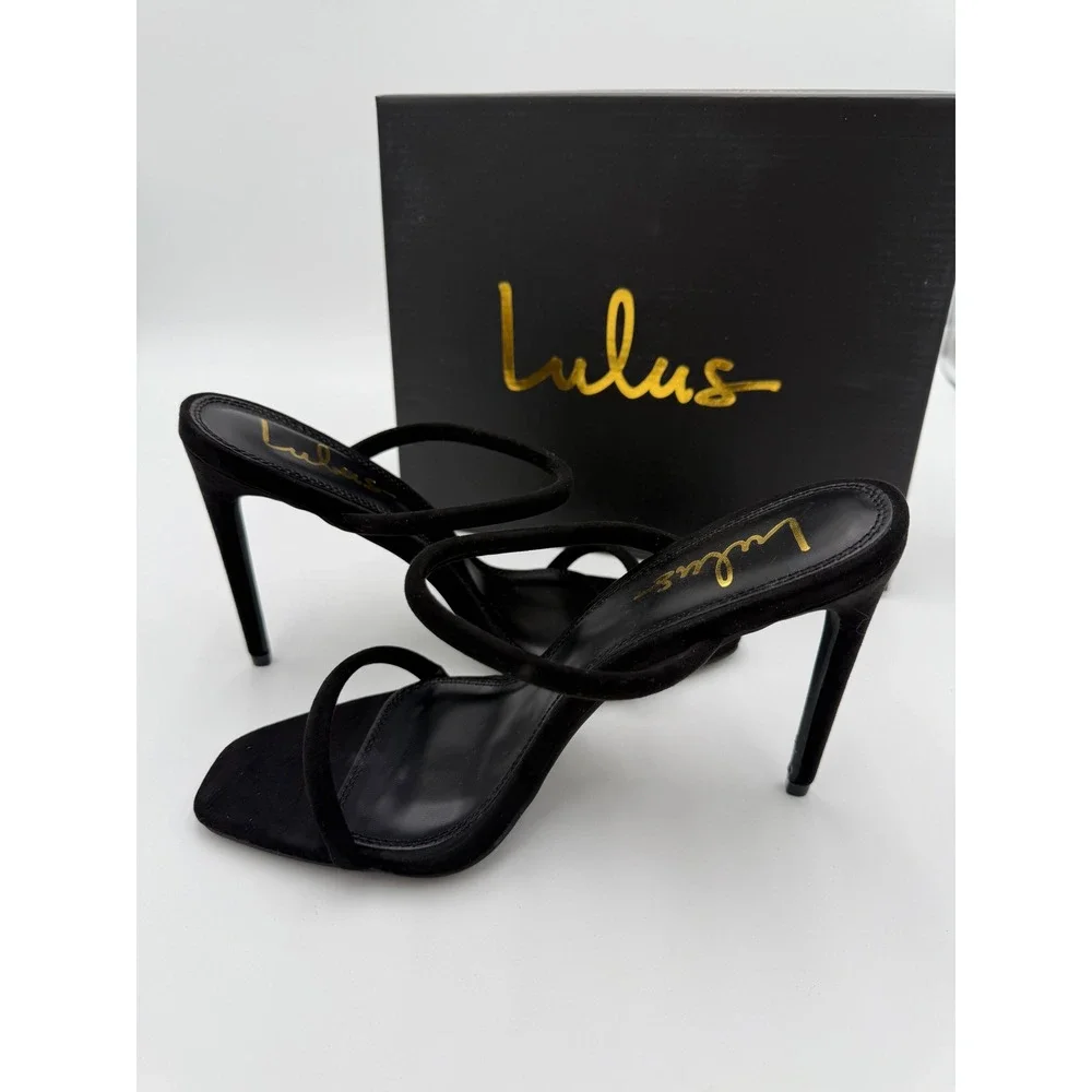 NEW Lulus Theyaa Suede‎ Strappy Stiletto Heeled Sandals High Heel Shoes 9 NWT